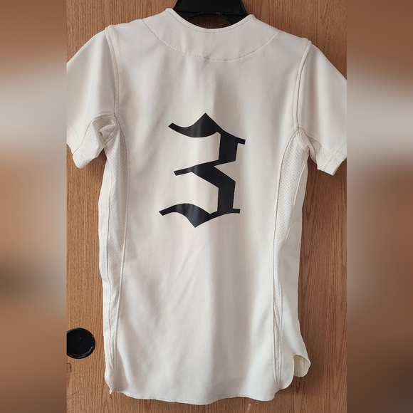 Cream Button-Up Jersey with Logo - Picture 4 of 5